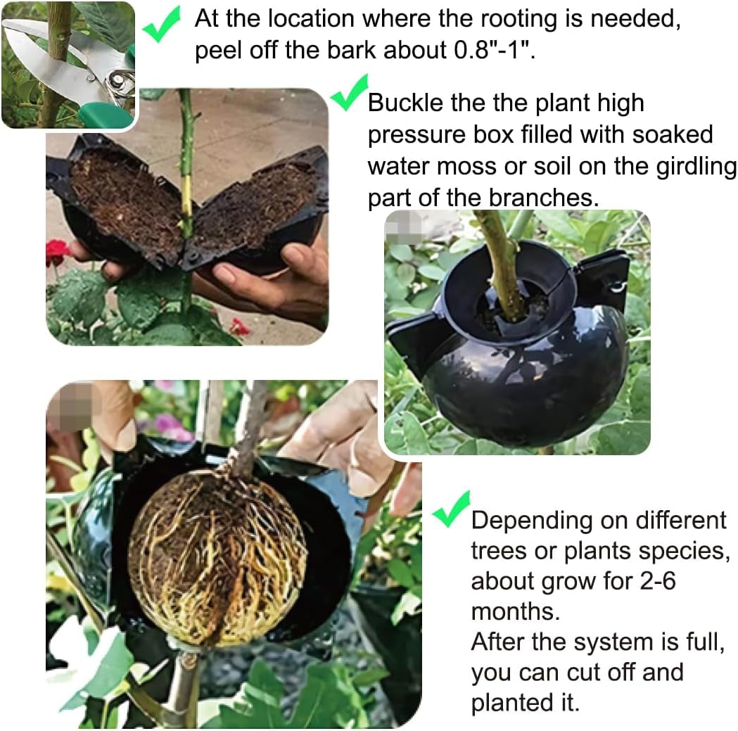 9 PCS Air Layering Propagation Kit, Reusable Half Clear Grafting Ball, Air Layering Pods Clear, Plant Rooting Ball for Fast Propagation (S+M+L)