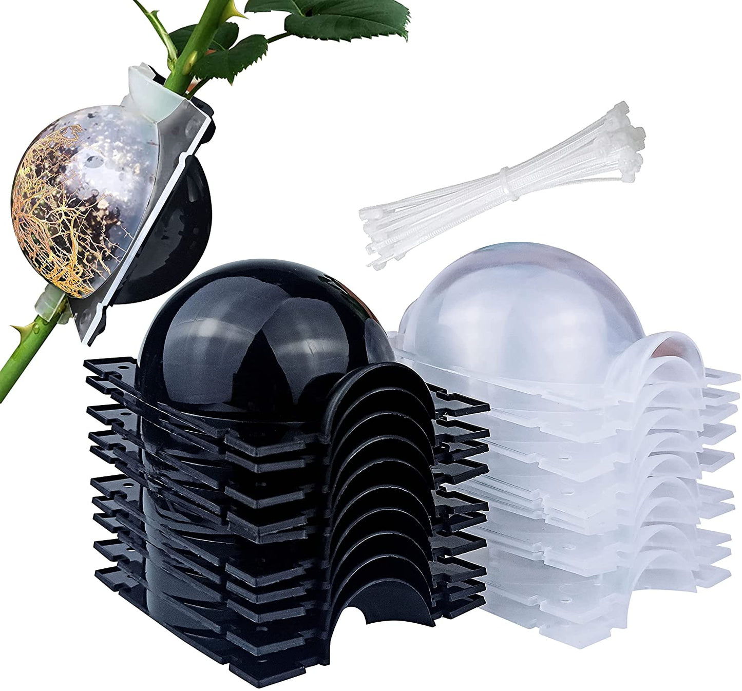 9 PCS Air Layering Propagation Kit, Reusable Half Clear Grafting Ball, Air Layering Pods Clear, Plant Rooting Ball for Fast Propagation (S+M+L)