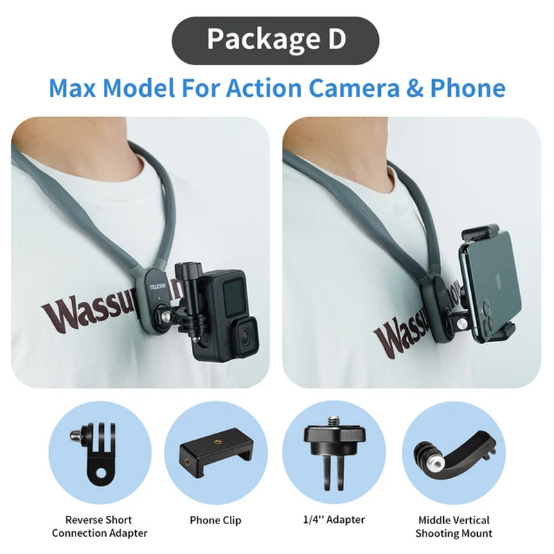 Neck Hold Mount for Gopro Hero 12 11 10 9 8 7 6 5 Insta360 DJI Osmo Action Smartphone Magnetic Gopro Accessories