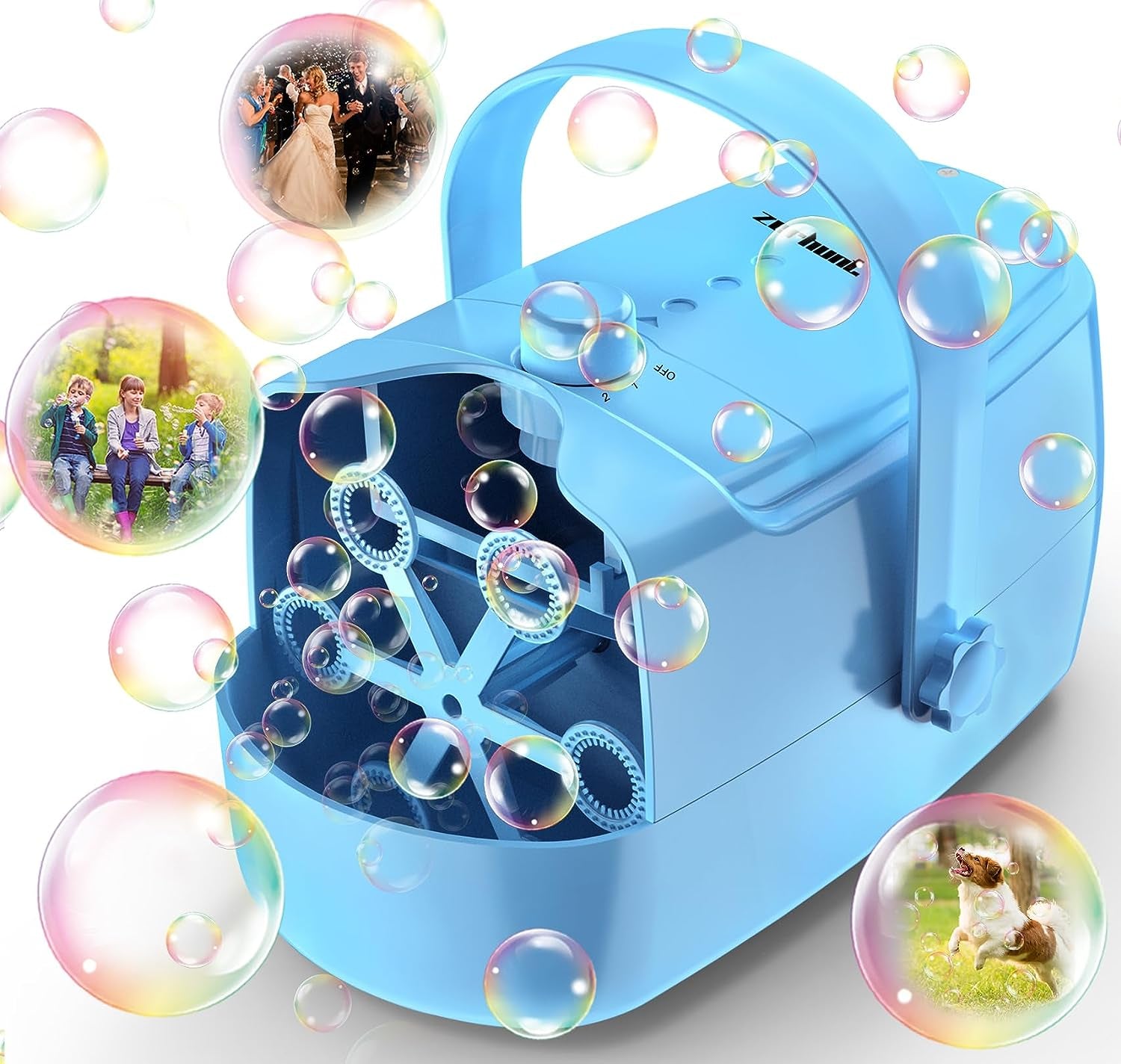 Bubble Machine Durable Automatic Bubble Blower, 18000+ Big Bubbles per Minute Bubbles for Kids Toddlers Bubble Maker Operated by Plugin or Batteries Bubble Toys for Indoor Outdoor Birthday Party